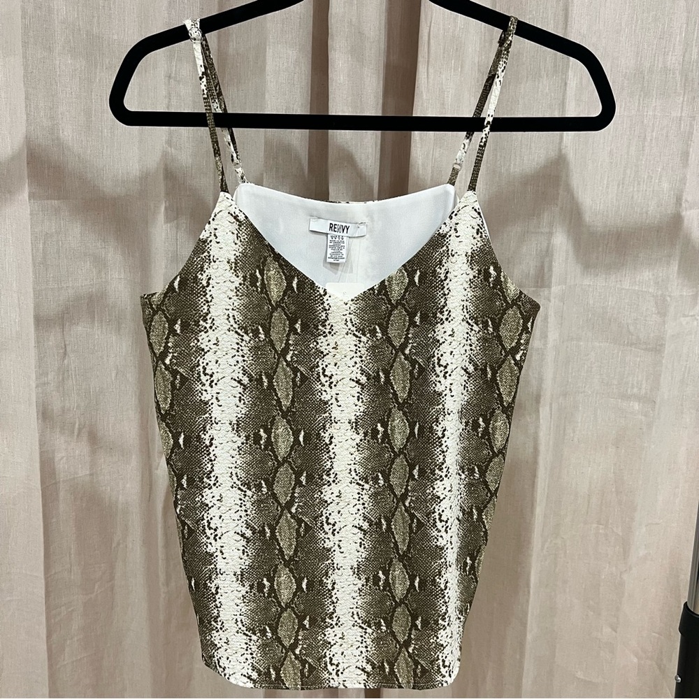 NWT Renvy - Snakeskin Camisole - Olive and Ivory US Size Small